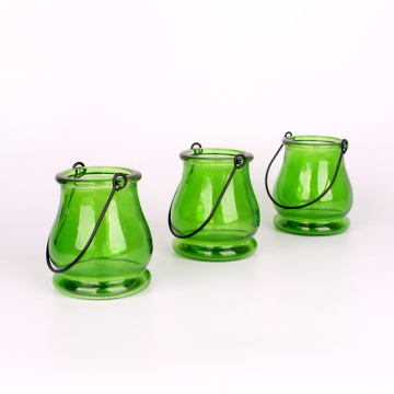 glass hanging candle jar 300ml green tealight candle holder glass candle jar